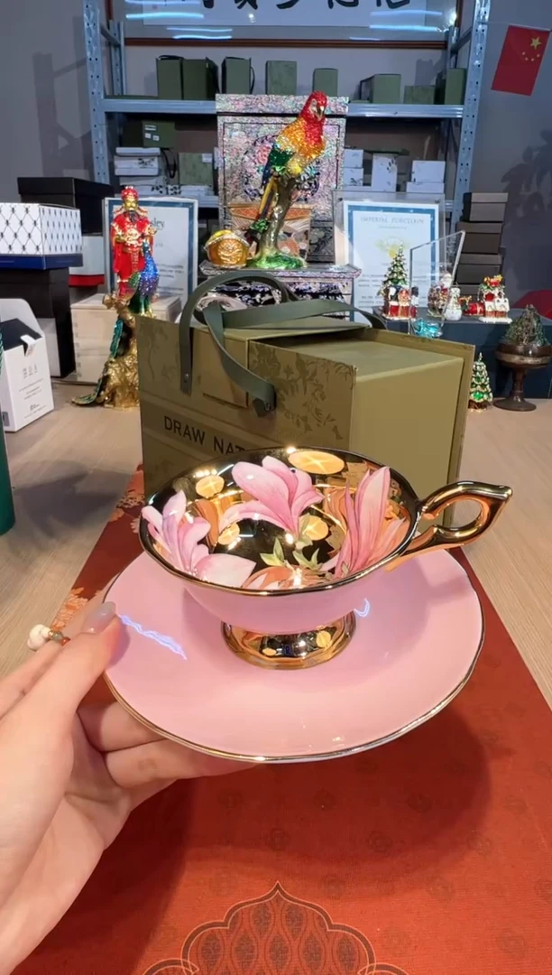 【闪购商品】杯 90自然写生-粉釉玉兰杯碟