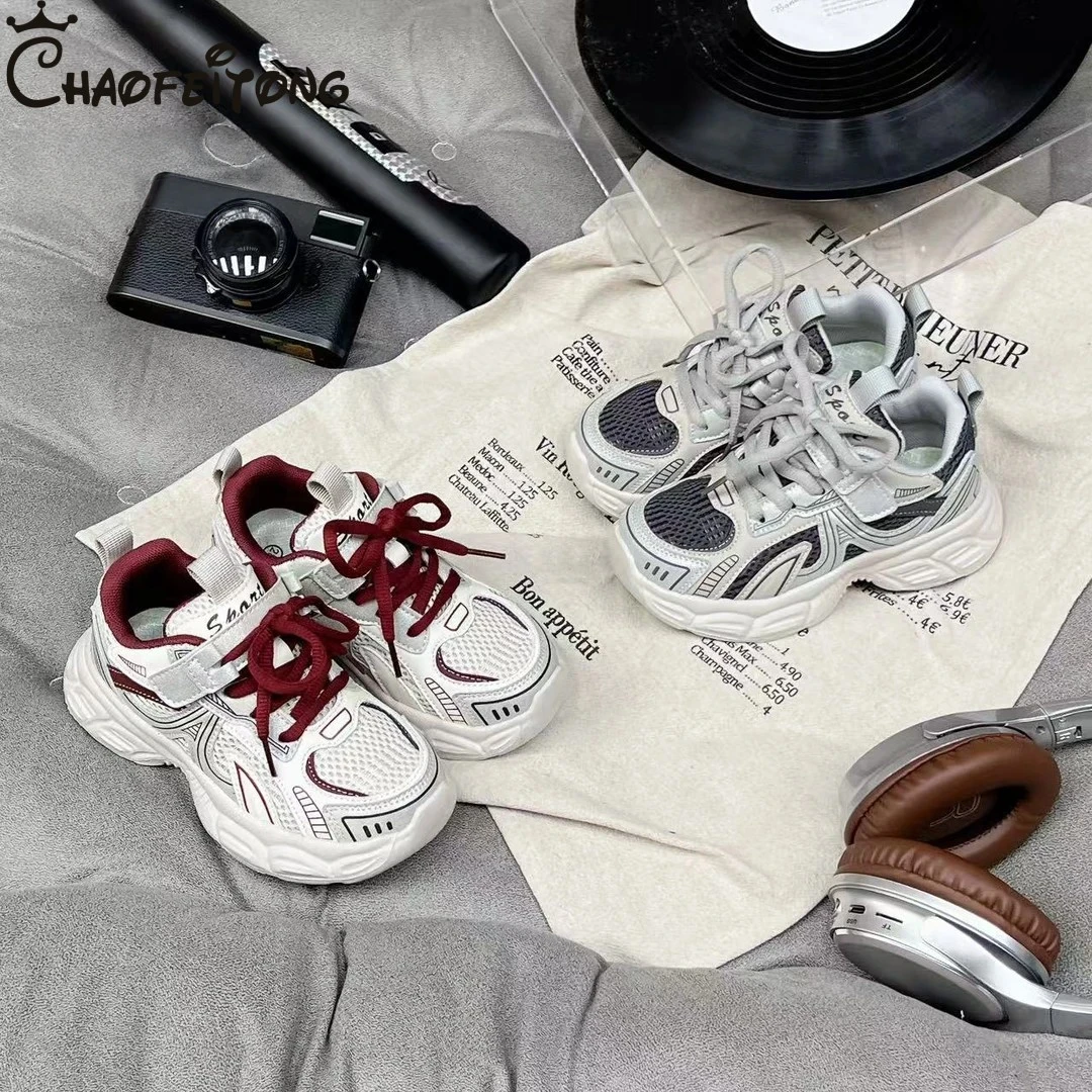 女童运动鞋2025春季新款透气鞋子男童休闲老爹鞋大童鞋学生跑步鞋