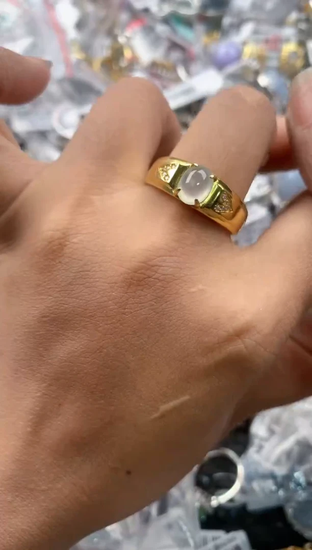 银S925镶嵌戒指翡翠777----3