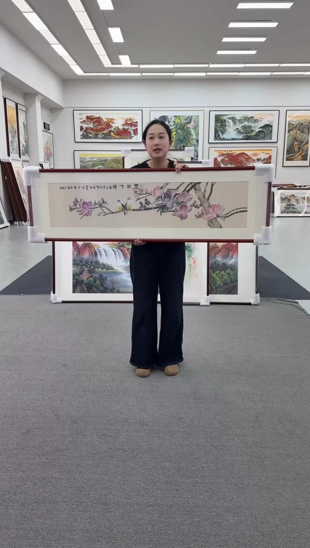 国画手绘 床头餐厅画 150*45