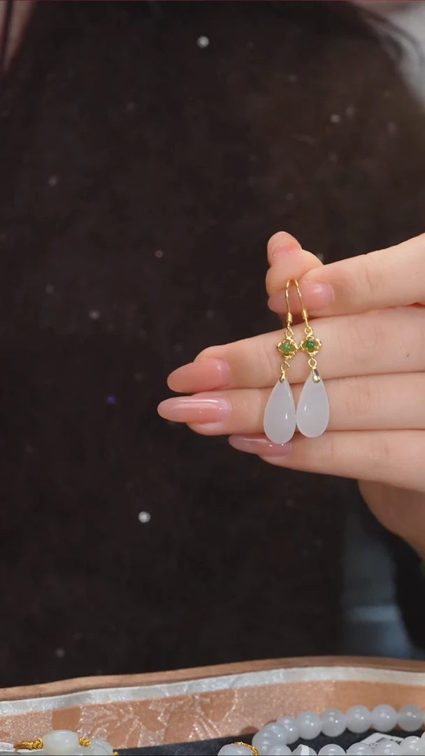 【闪购商品】和田玉耳饰未镶嵌@@N7290