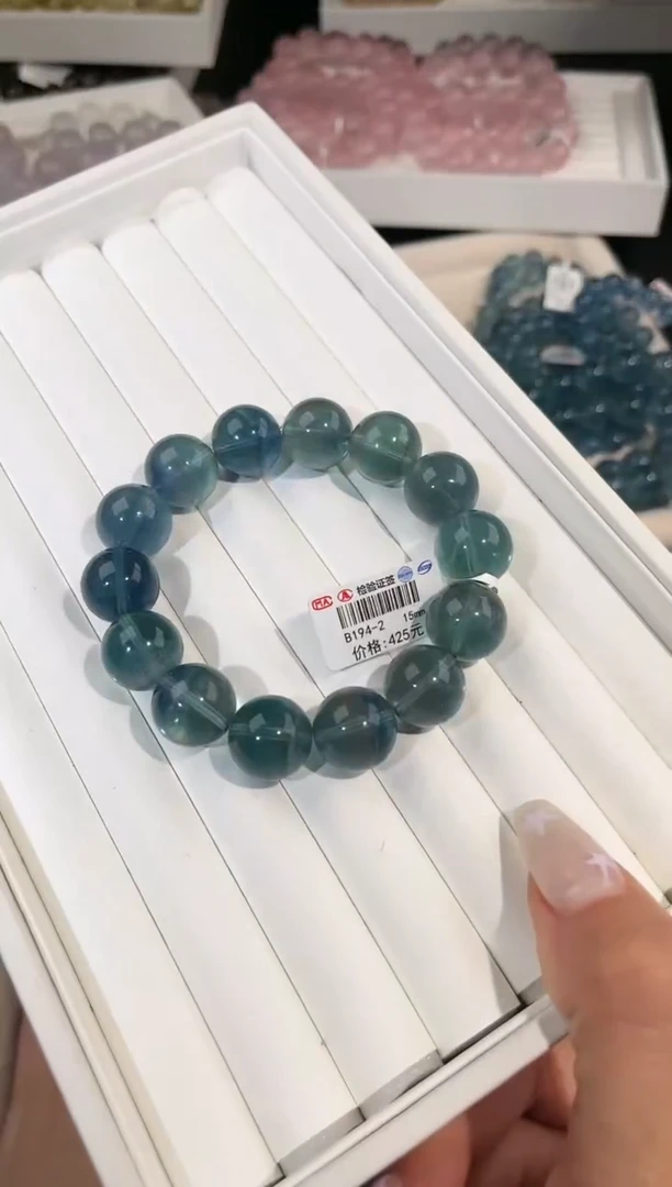 手链未镶嵌萤石多样性发一Q41蓝绿萤石15mm