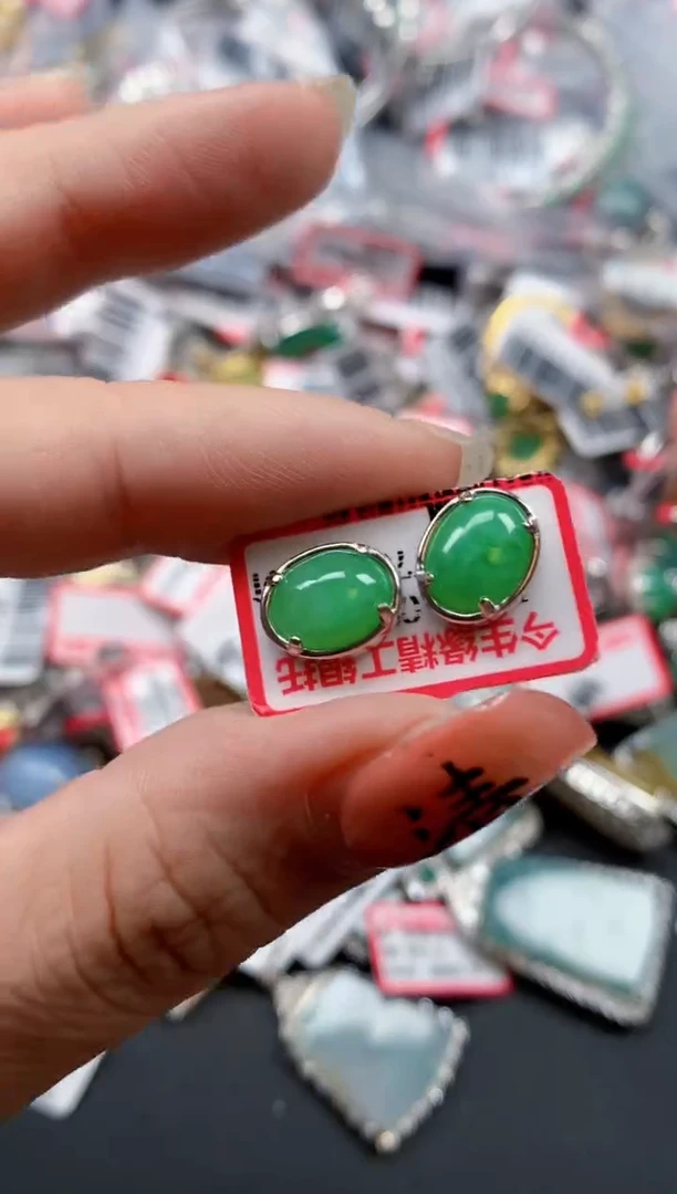 银S925镶嵌戒指翡翠天然A货缅甸翡翠