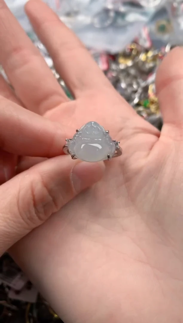 银S925镶嵌戒指翡翠555  10