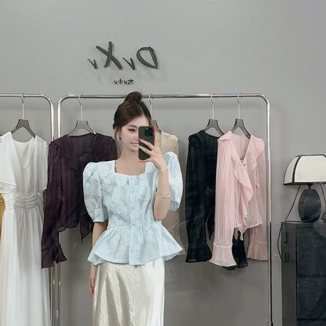 2025新款短袖圆领泡泡袖厚款