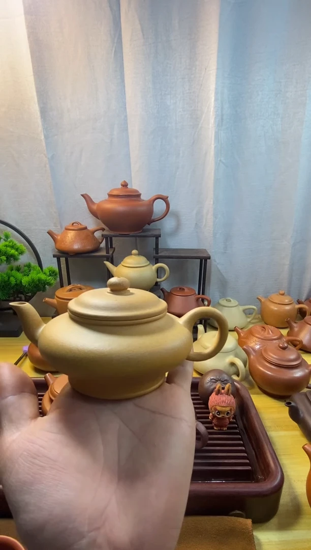 茶壶紫砂石***木黄金段虚扁150cc