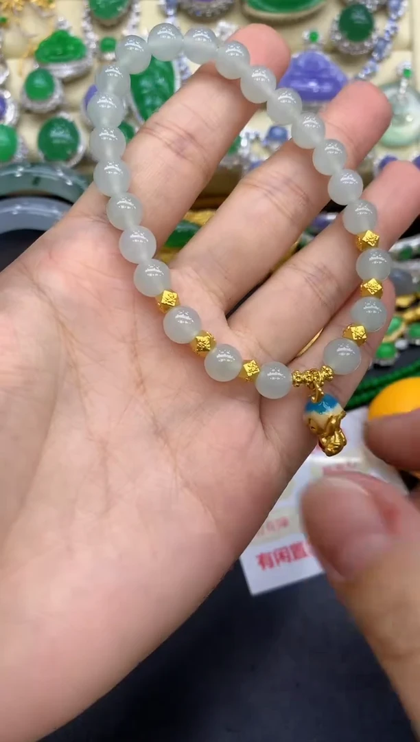 足金镶嵌手链翡翠361-中国好珍宝