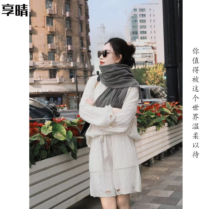 享晴 意式老钱风100%纯山羊绒围巾男女同款秋冬保暖围巾