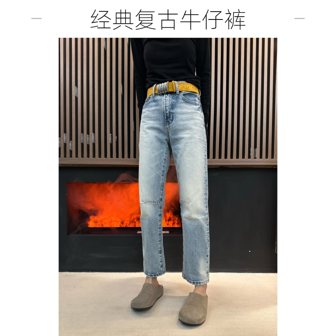 金小金 早春新款直筒9分法棍牛仔裤显瘦