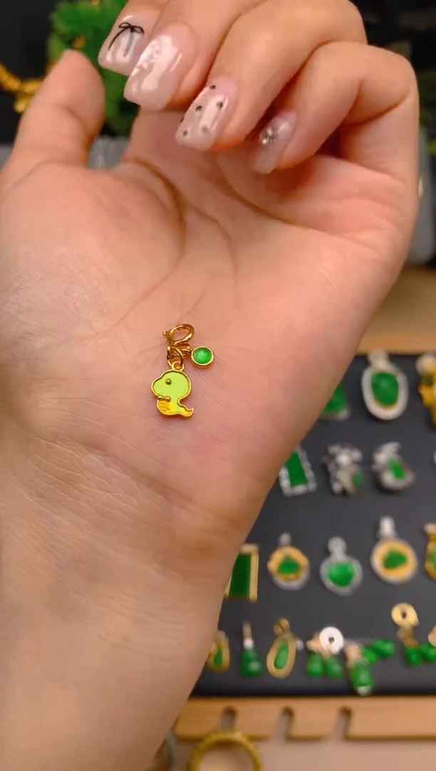 吊坠(不含链)银S925镶嵌翡翠配饰