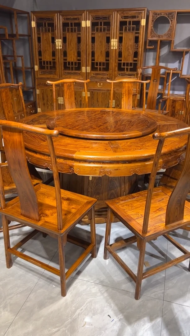 木餐桌九件套家具