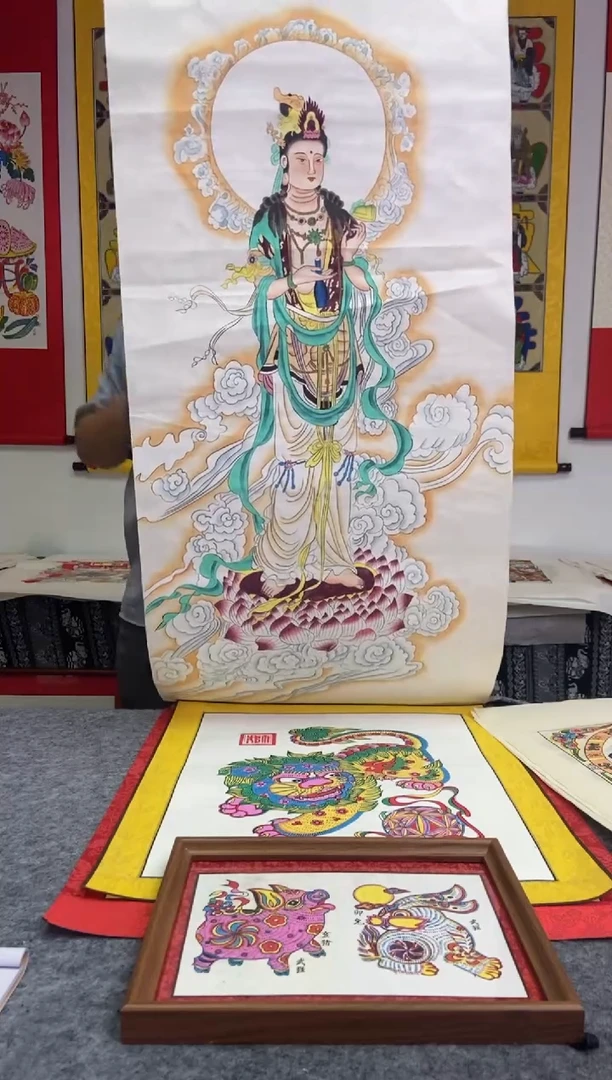 林*男观音花心手工制作精品年画