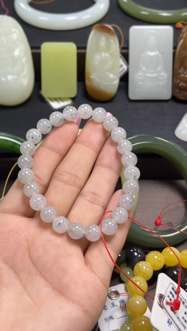 未镶嵌手串和田玉卡8  新疆黑山料  圆珠 9012376