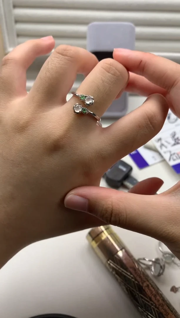 银S925镶嵌戒指翡翠8