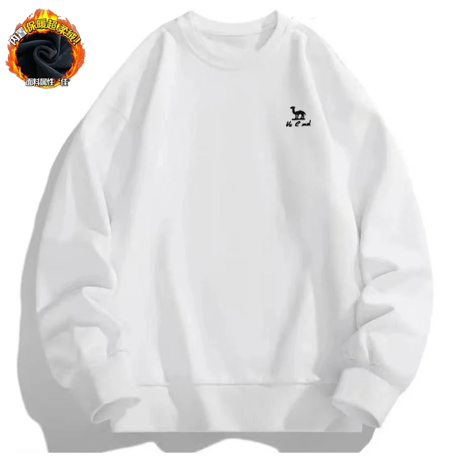 澳洲外贸加绒卫衣宝宝绒加厚圆领品牌高端长袖超柔绒刺绣百搭WY99