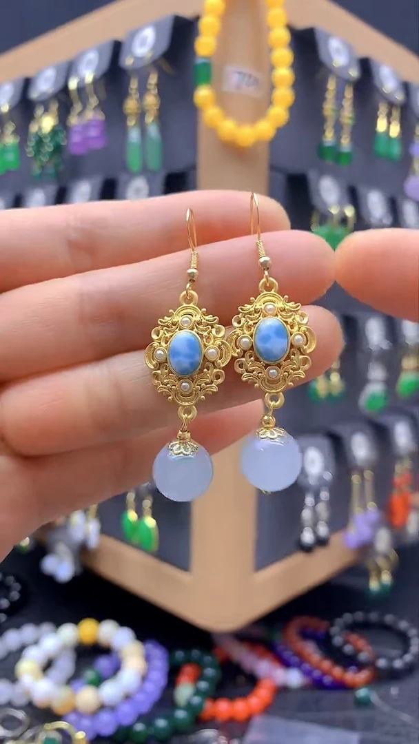 【闪购商品】玛瑙/玉髓耳坠未镶嵌耳饰