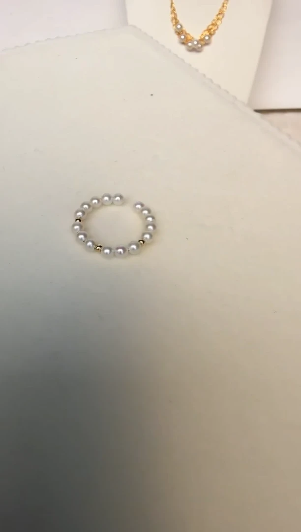 淡水珍珠戒指18K金镶嵌戒指