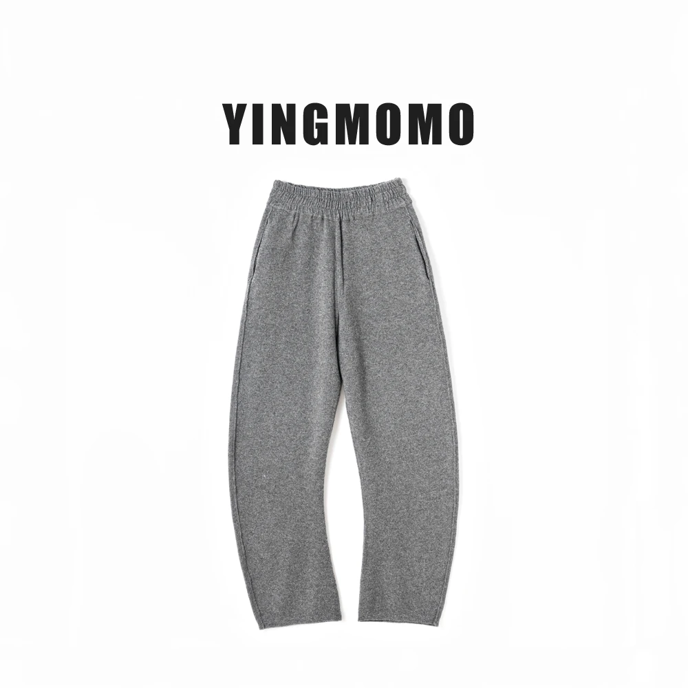 【YINGMOMO】影哥「羊毛裤」百搭休闲纯色高腰山羊毛弯刀裤女士Y23927