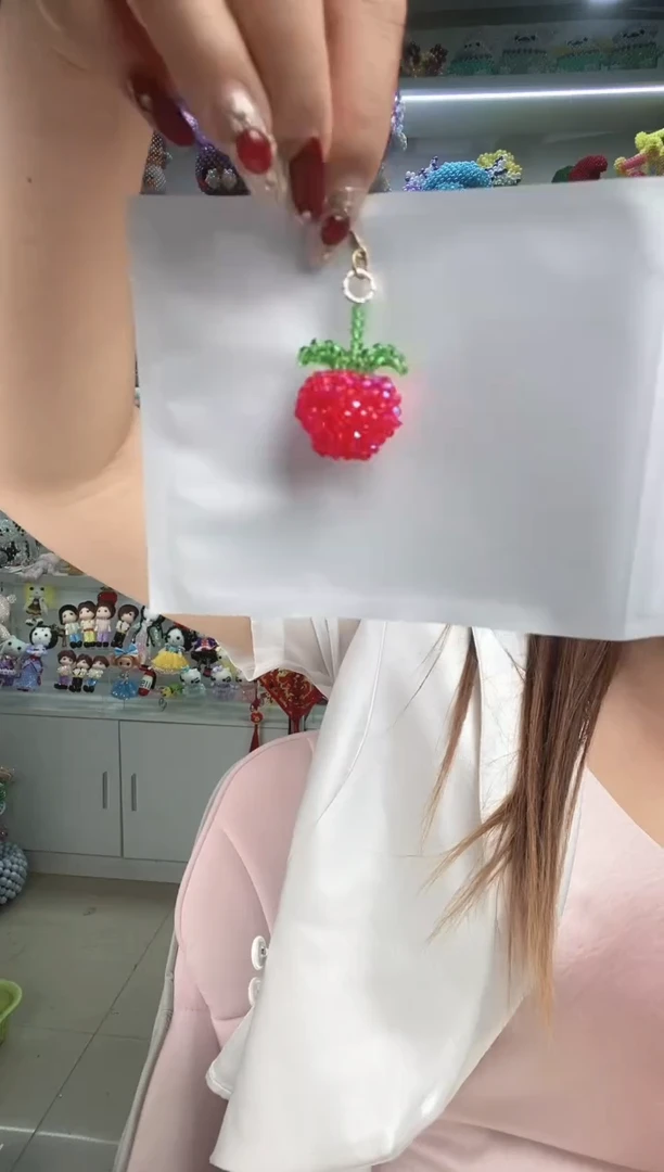 玻璃0503卡2水晶苹果耳环材料包1对