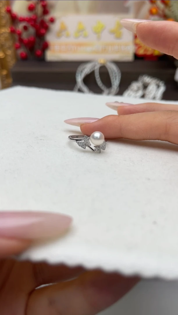 【闪购商品】海水珍珠戒指银S925镶嵌aj4139戒指