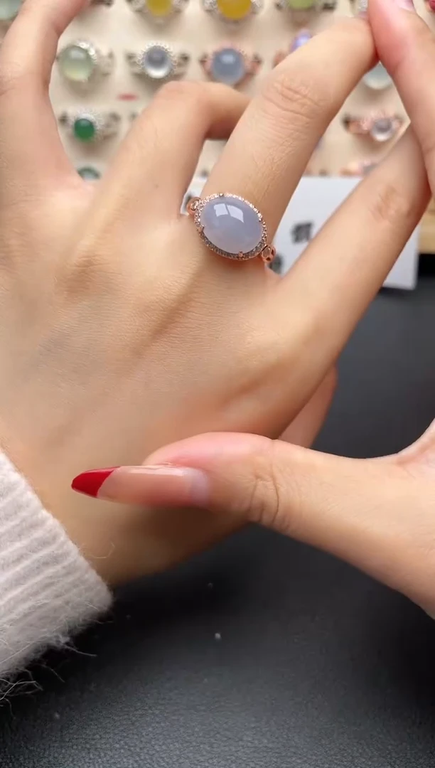 【闪购商品】翡翠戒指银S925镶嵌一物一证一礼盒