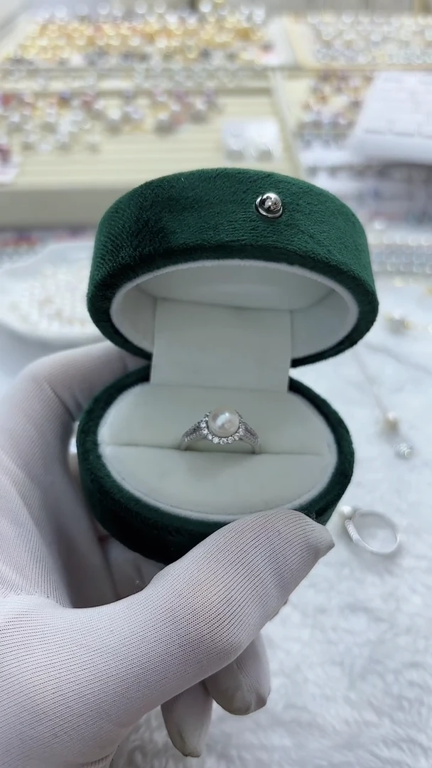 【闪购商品】海水珍珠戒指银S925镶嵌7-8mm