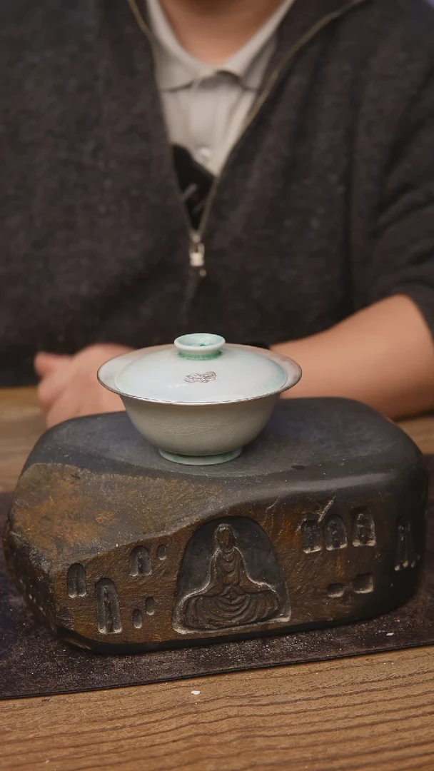 甘石陶艺苏打柴烧包银849