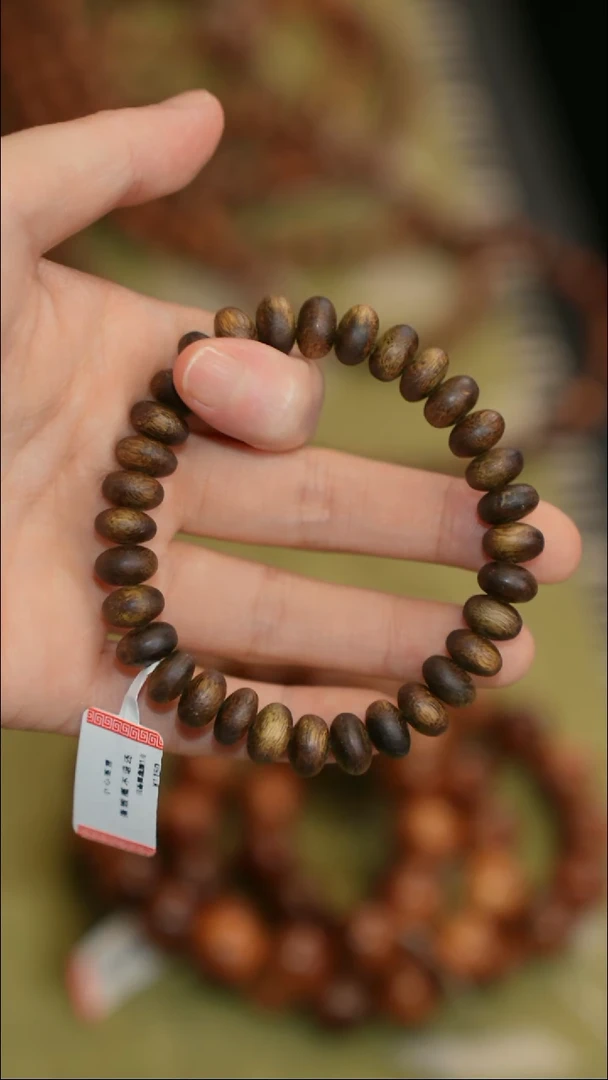 金丝楠手串/手链算盘珠1.0单圈海南莺歌绿奇楠