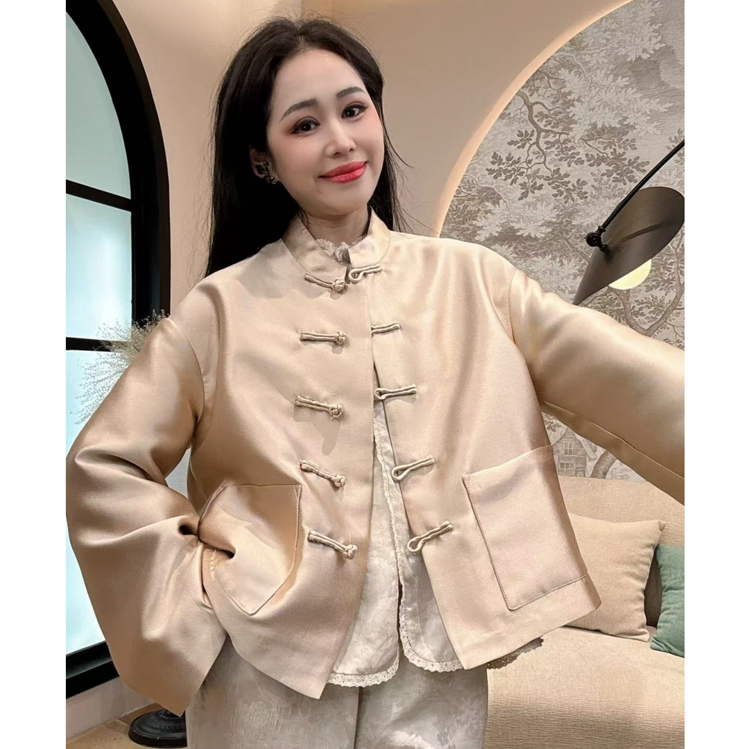 【禾禾家】“丝毛" 高端线新中式时尚丝毛对襟甩袖外套 16691