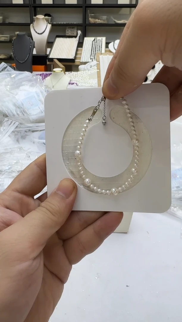 淡水珍珠手链银S925镶嵌4-6mm 爱心尾链-新品