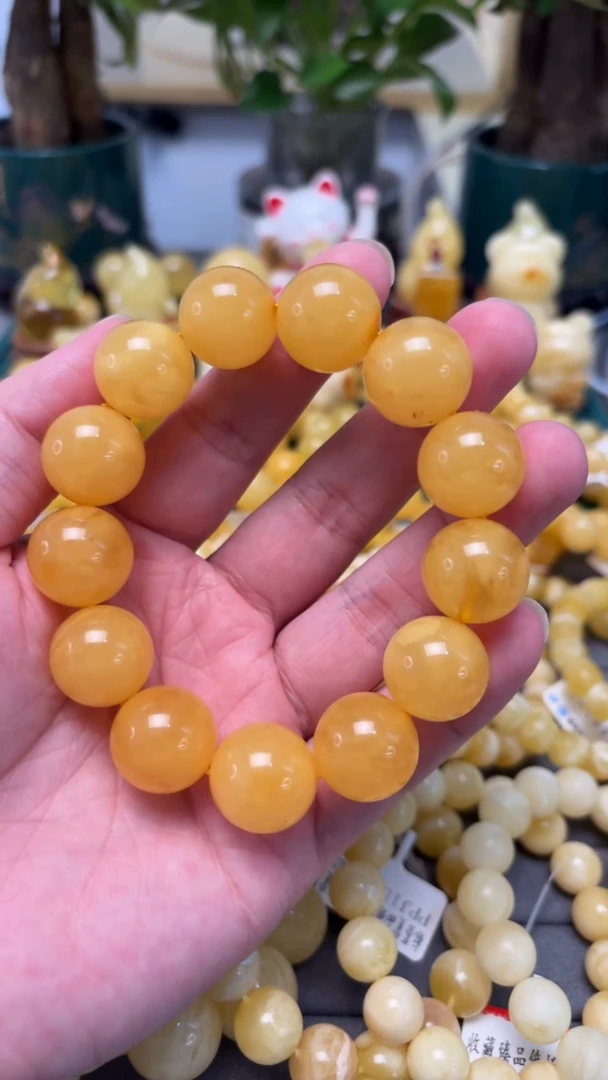 手串琥珀未镶嵌p30焦皮红微瑕单圈 38.17克 17mm
