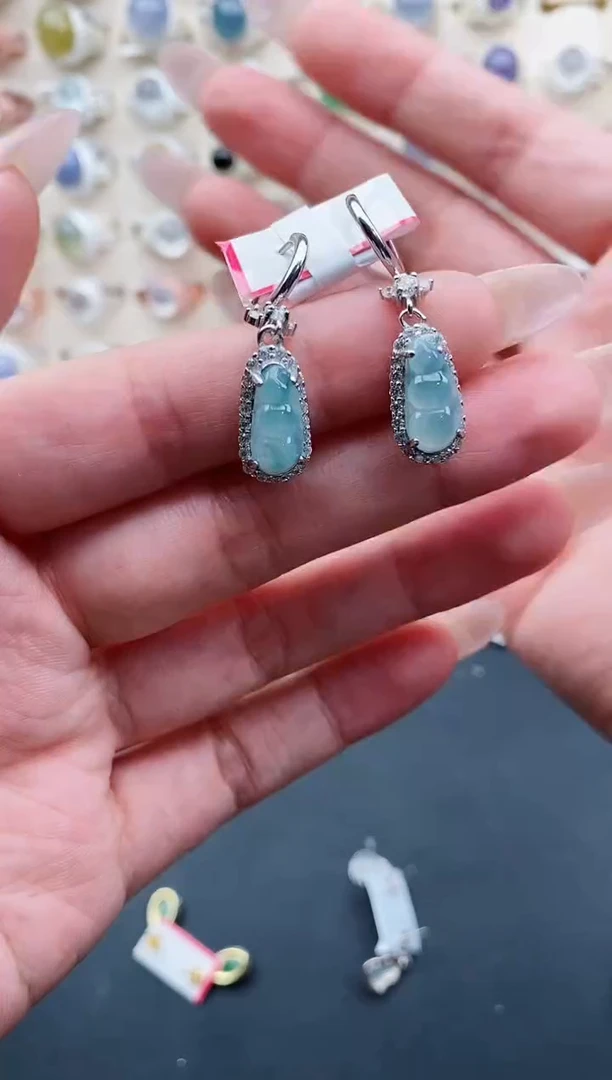 银S925镶嵌戒指翡翠天然缅甸翡翠A货222-10-1