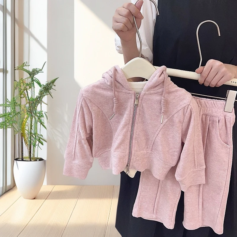 洋气儿童韩版新款春秋运动套装2024秋款拉链衫直筒裤休闲两件套装