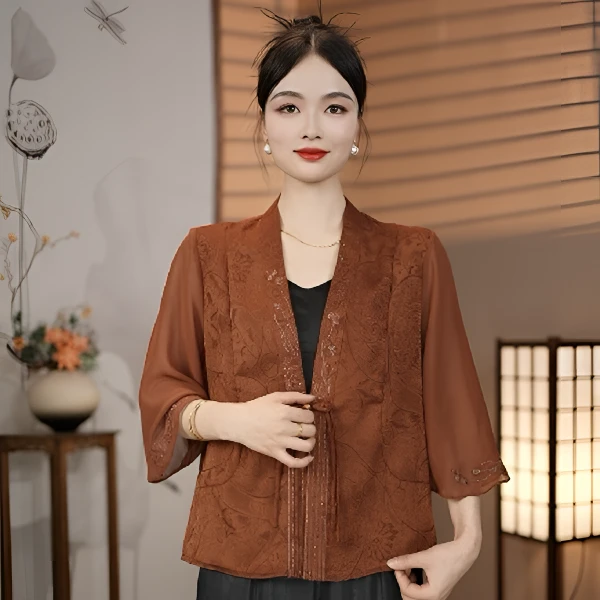 2025早秋新款国风刺绣开衫上衣