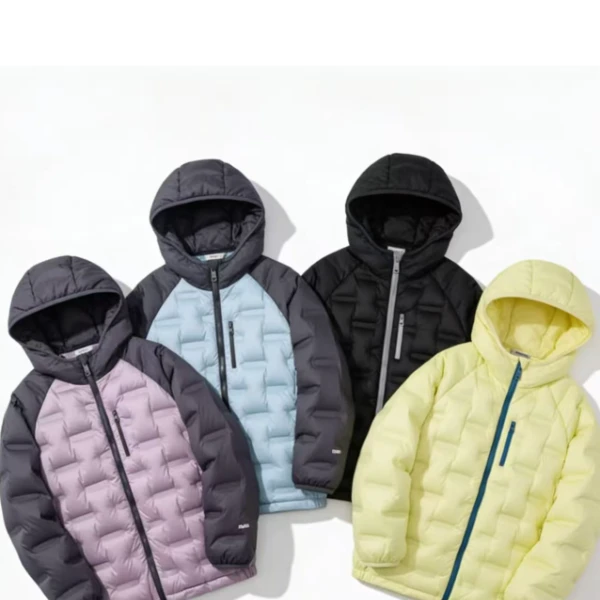 新款童装云朵泡芙超轻保暖拉链棉服外套中大童加厚连帽棉服25136