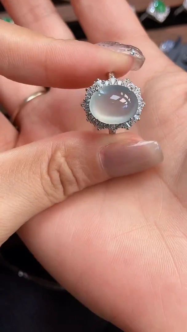 银S925镶嵌戒指翡翠鸟**香7400