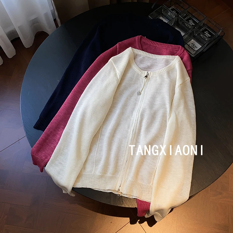 2店 早秋  小韩订单出 三色麻麻子拉链针织开衫
