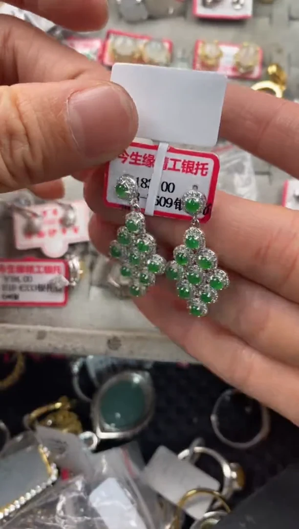 银S925镶嵌戒指翡翠555   6