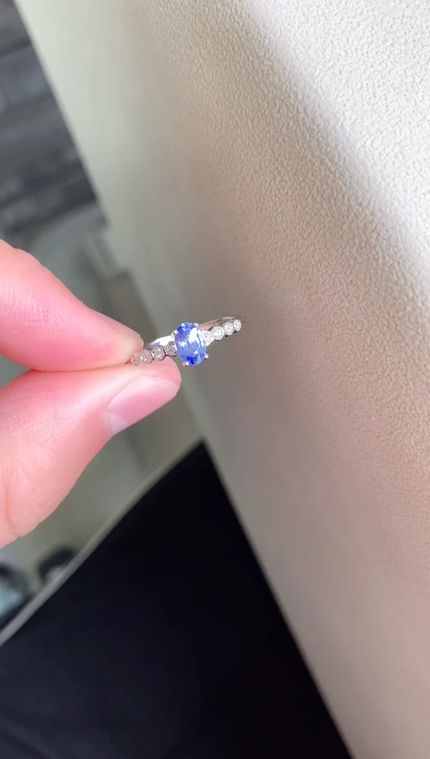 戒指蓝宝石银S925镶嵌戒指