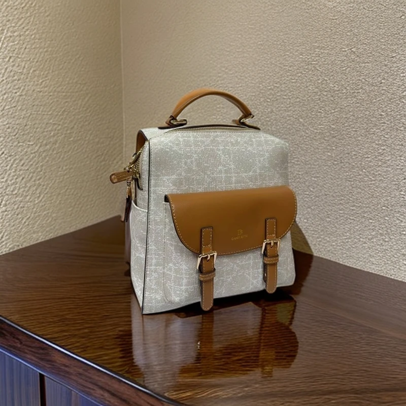 纯色欧美时尚双肩包顺顺尼包包女士印花-备用