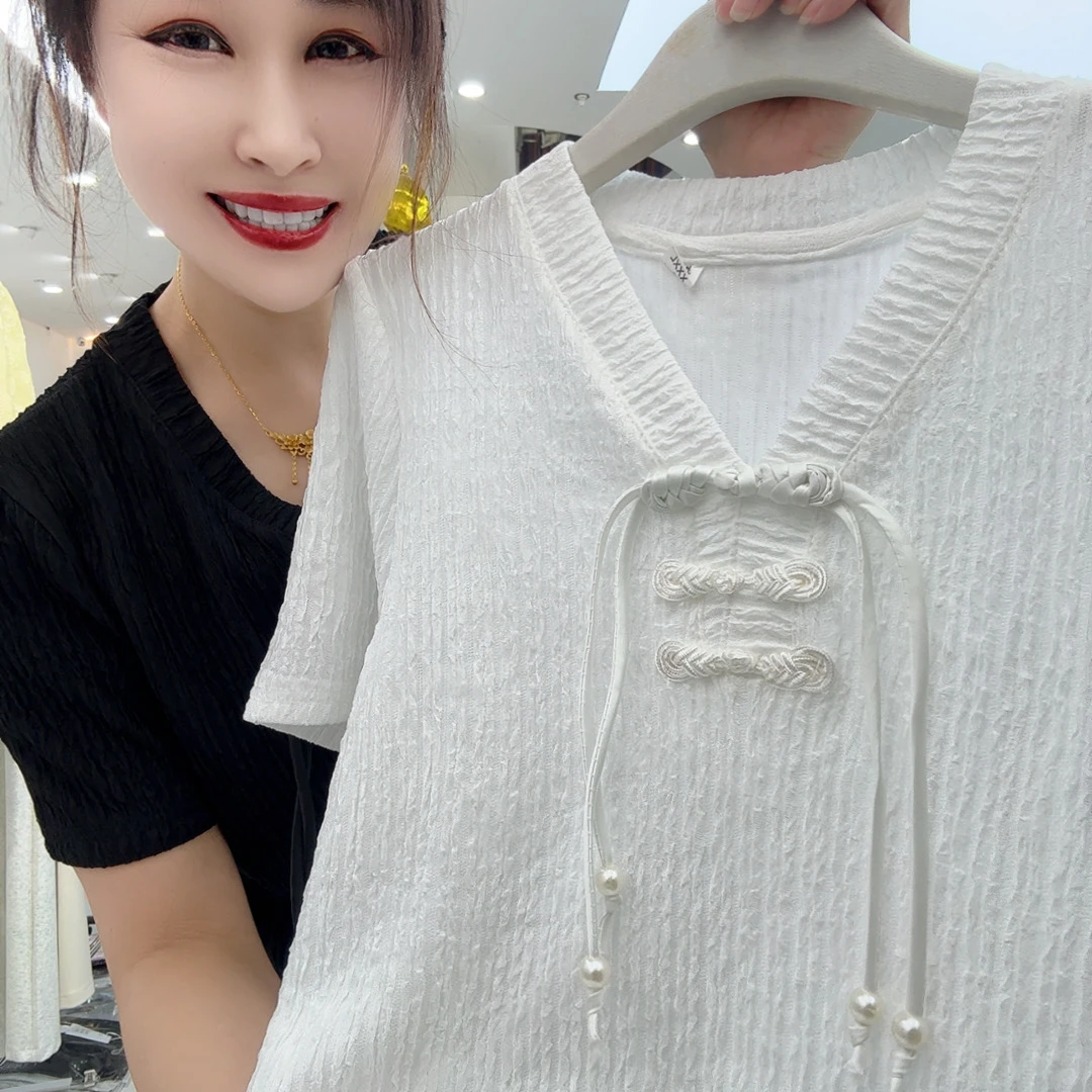 2368 珠珠国风盘扣泡泡短袖 ZHU d10-11下 衣长≈54cm
