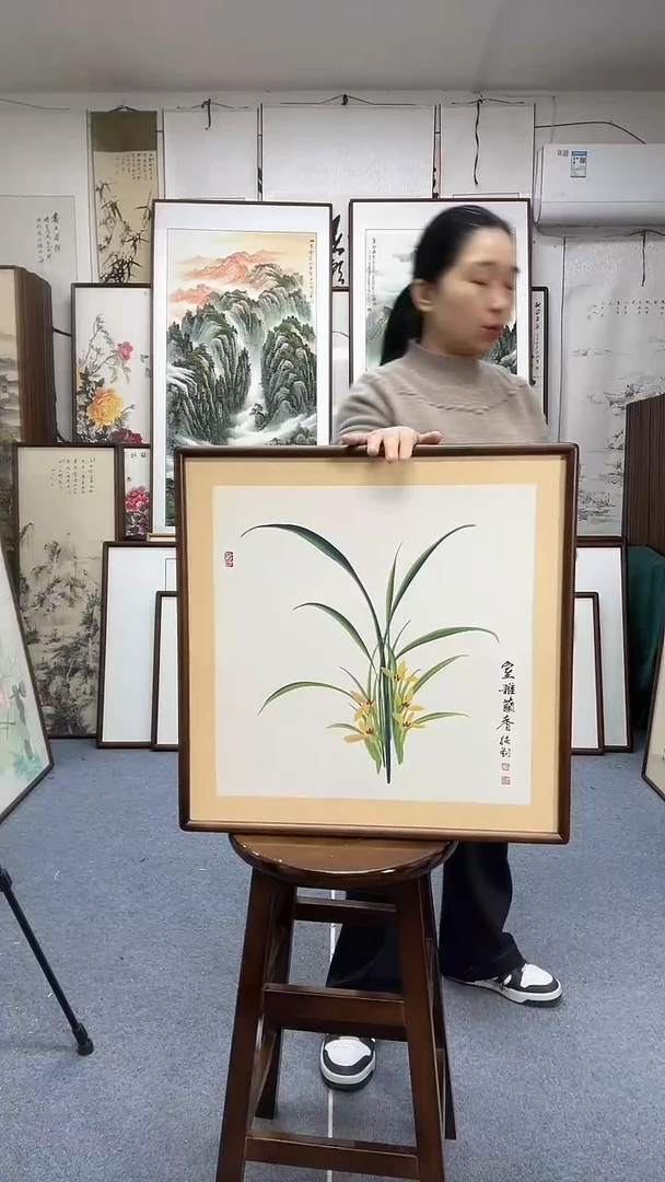 国画尺寸352*52实木画框京东包邮手绘