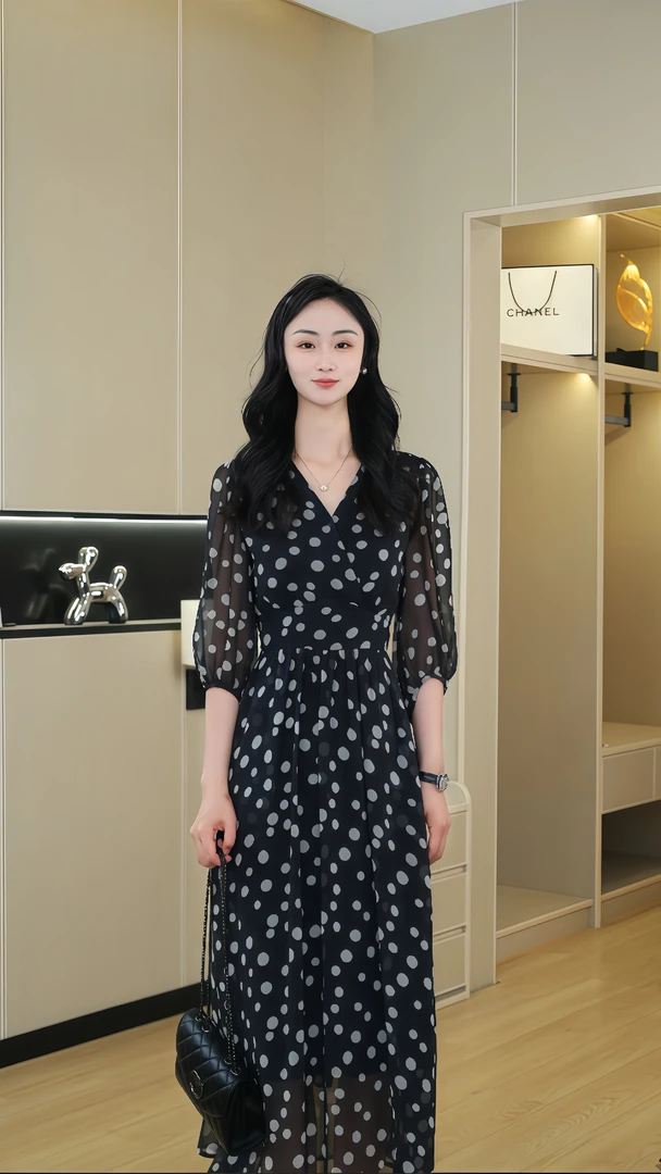 【落花惊雨】2025夏季新款波点度假高腰印花收腰显瘦法式短袖连衣裙