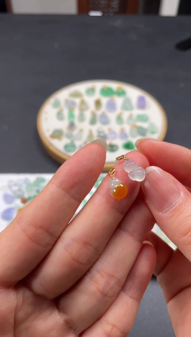 吊坠(不含链)银S925镶嵌翡翠2个JK331