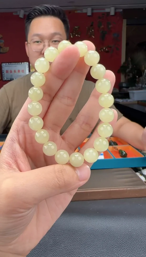 手串未镶嵌和田玉蜂蜜水单圈手串