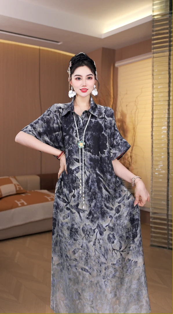 【天佑】新款连衣裙女夏休闲百搭高端气质洋气减龄显瘦连衣裙-8900#