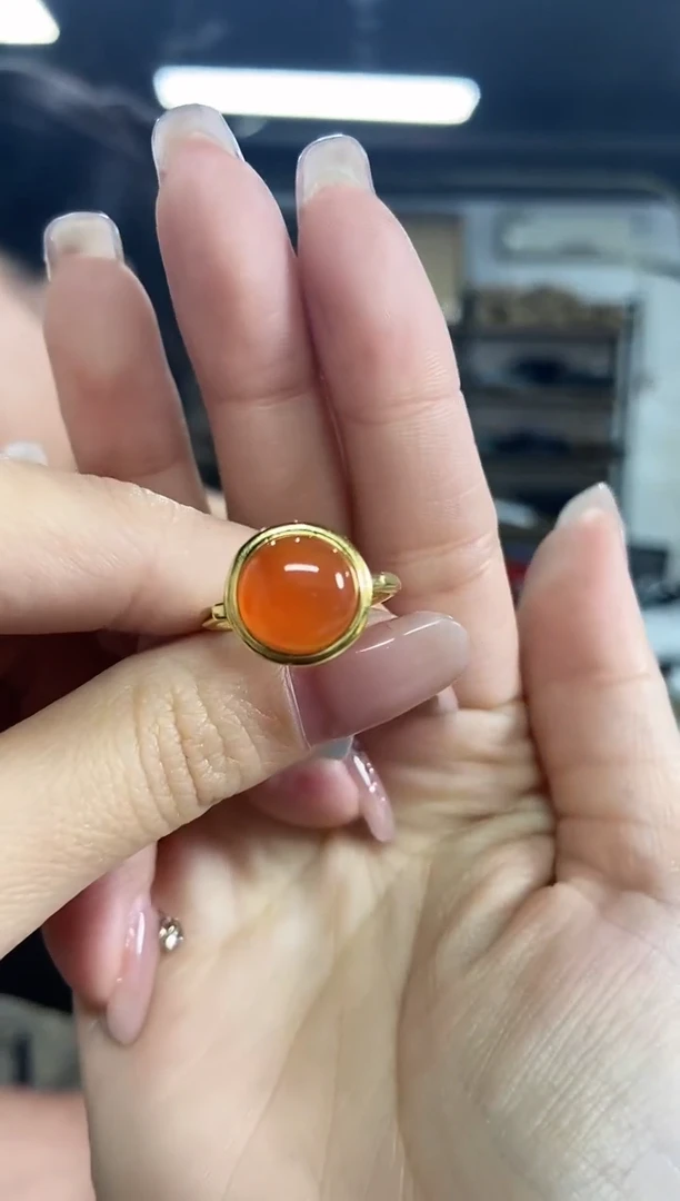 南红玛瑙戒指银S925镶嵌多样性发其一颜色微差