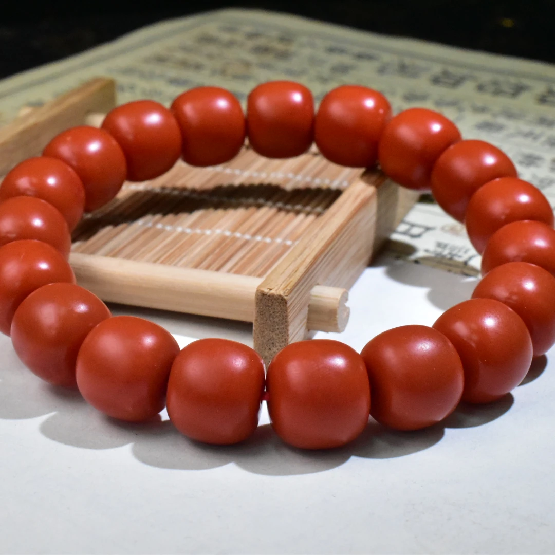 【一九珠宝】收藏卡10mm老南红保山阿东寨老型手串    YJ2597-2