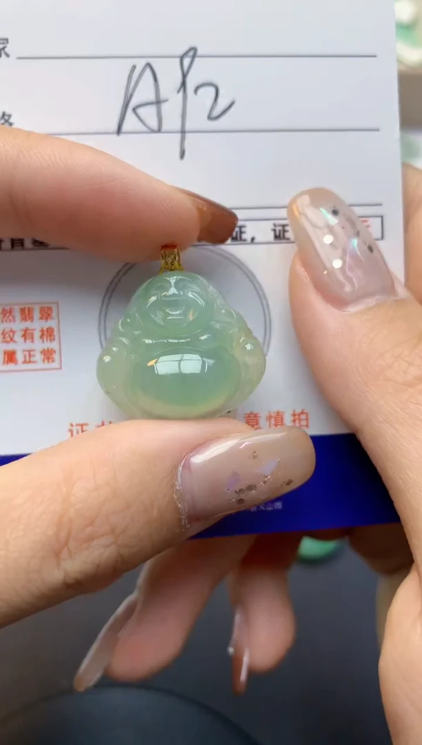 颈饰18K金镶嵌翡翠天然缅甸A货翡翠百元以上9元证书费自理