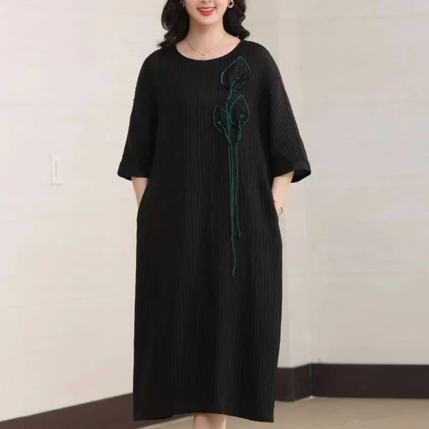 CHEN HENG 慵懒度假风连衣裙黑色高级感显瘦气质真丝香云纱裙子